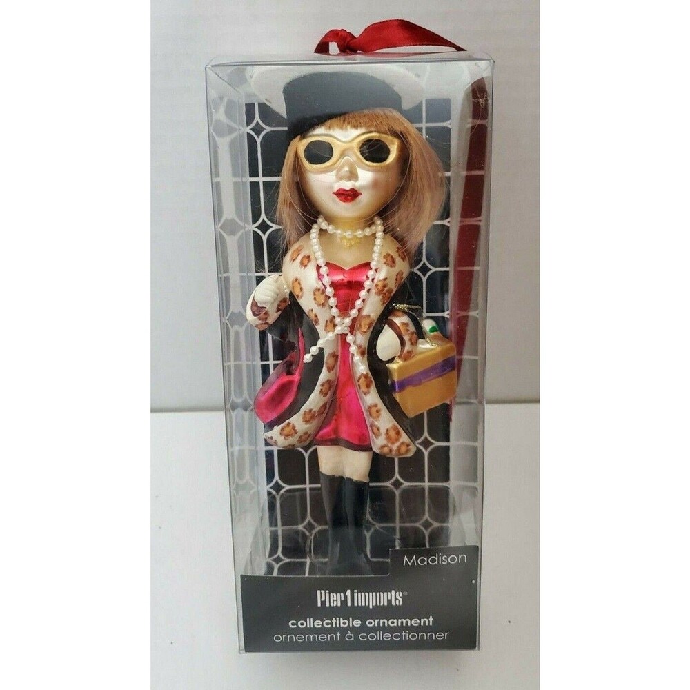 Pier 1 Imports GLASS Ornament MADISON Society Girl Figure RARE! NIB!